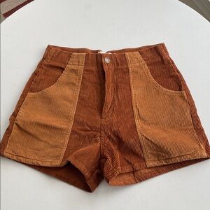 Ghanda Corduroy Shorts in Brown and Tan